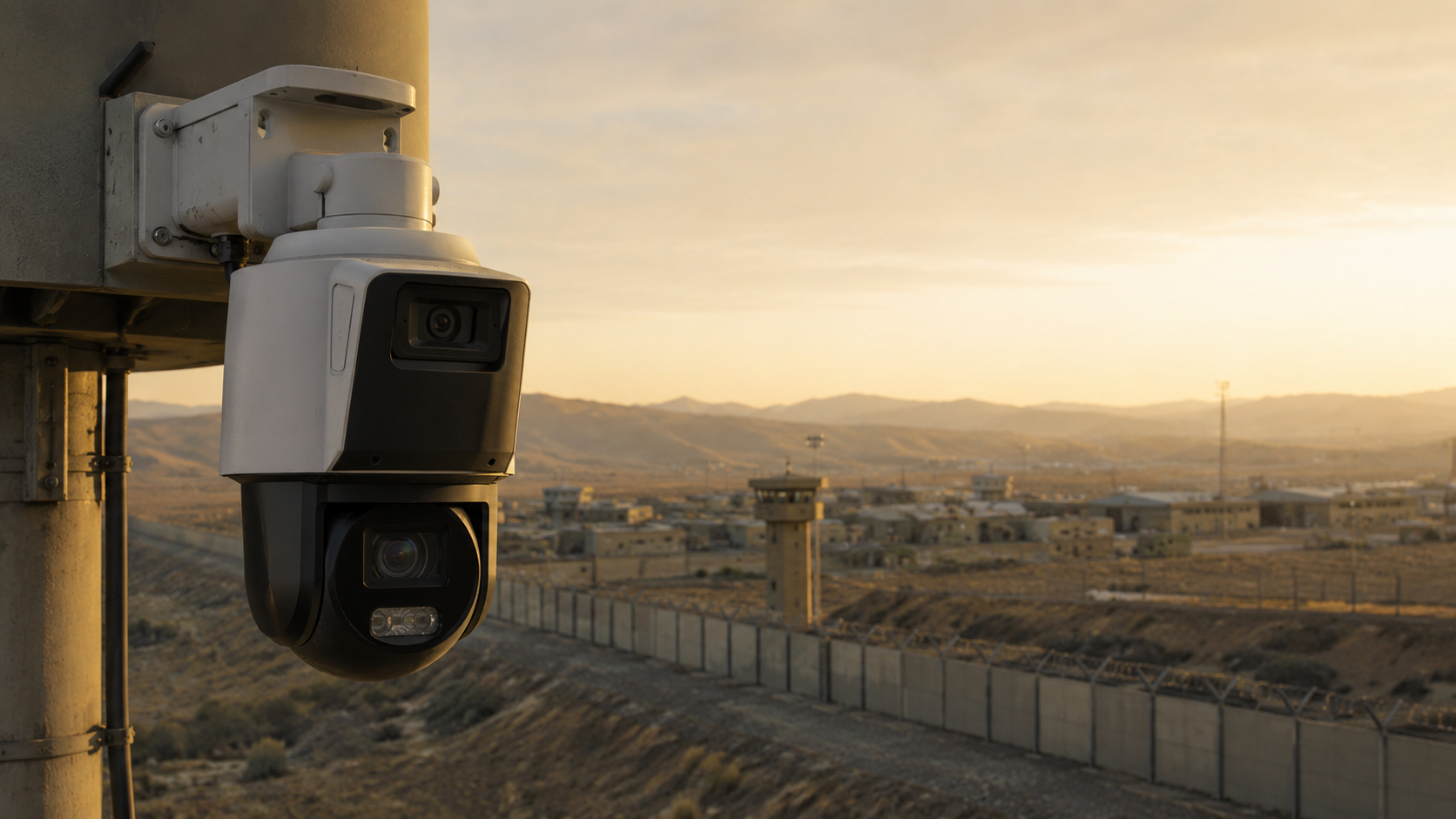 Speed dome PTZ di fascia alta installata su perimetro sensibile al tramonto